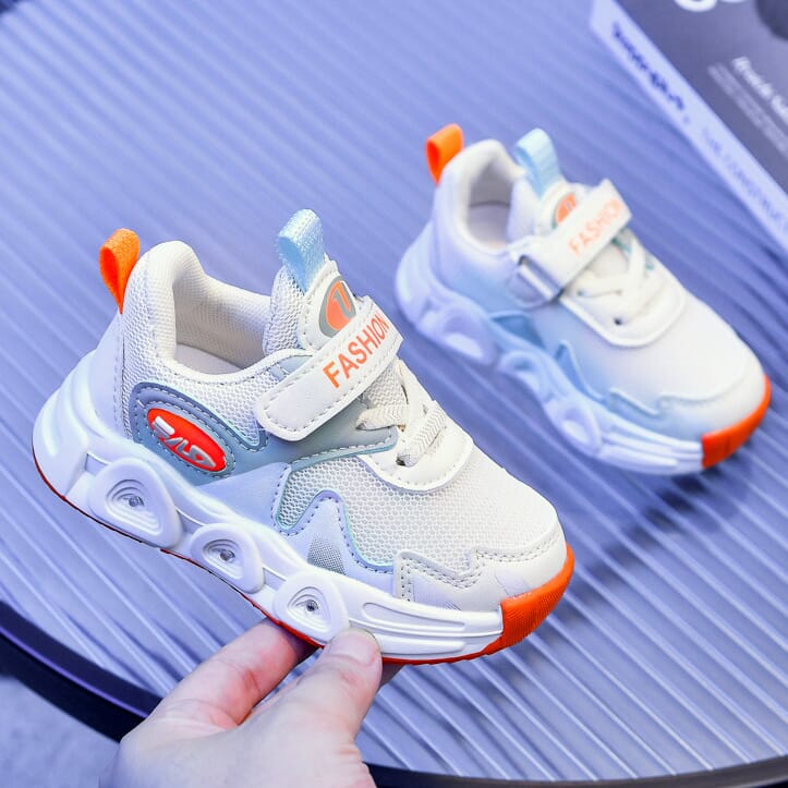 Bright lights children's sneaker double net breathable children blue casual shoes