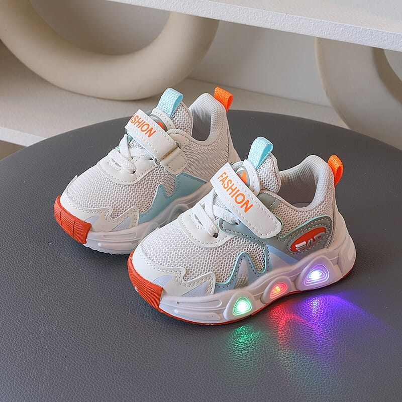Bright lights children's sneaker double net breathable children blue casual shoes