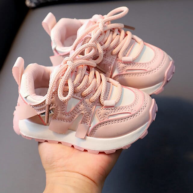 Children's Leather Surface Running Trendy Anti-slip Soft Bottom pink Sports Shoes