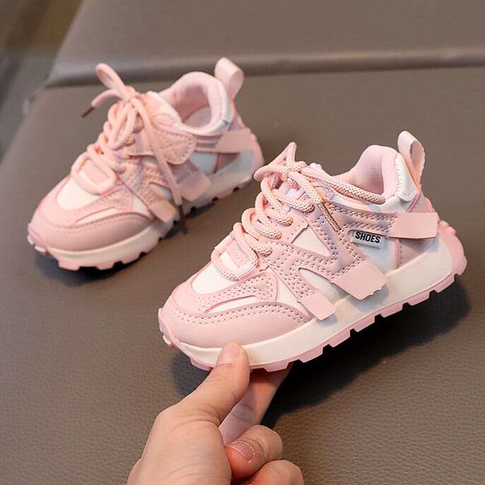 Children's Leather Surface Running Trendy Anti-slip Soft Bottom pink Sports Shoes