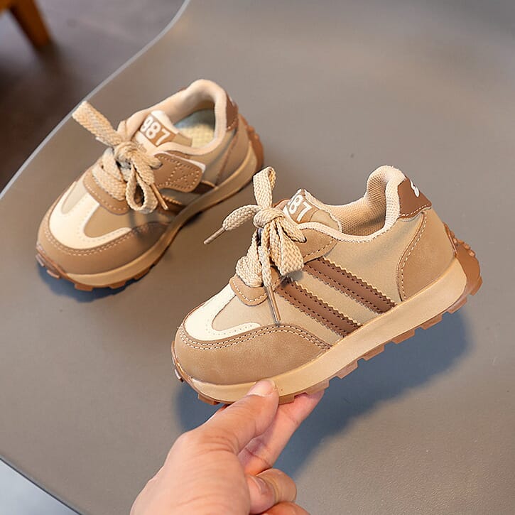 Casual Shoes Leather Surface Waterproof Forrest Gump Non-slip Soft Sole khaki strip shoe