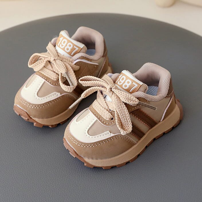 Casual Shoes Leather Surface Waterproof Forrest Gump Non-slip Soft Sole khaki strip shoe