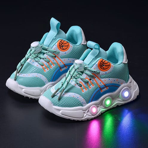 Kids LED Basketball Light-Up green premium sneakers